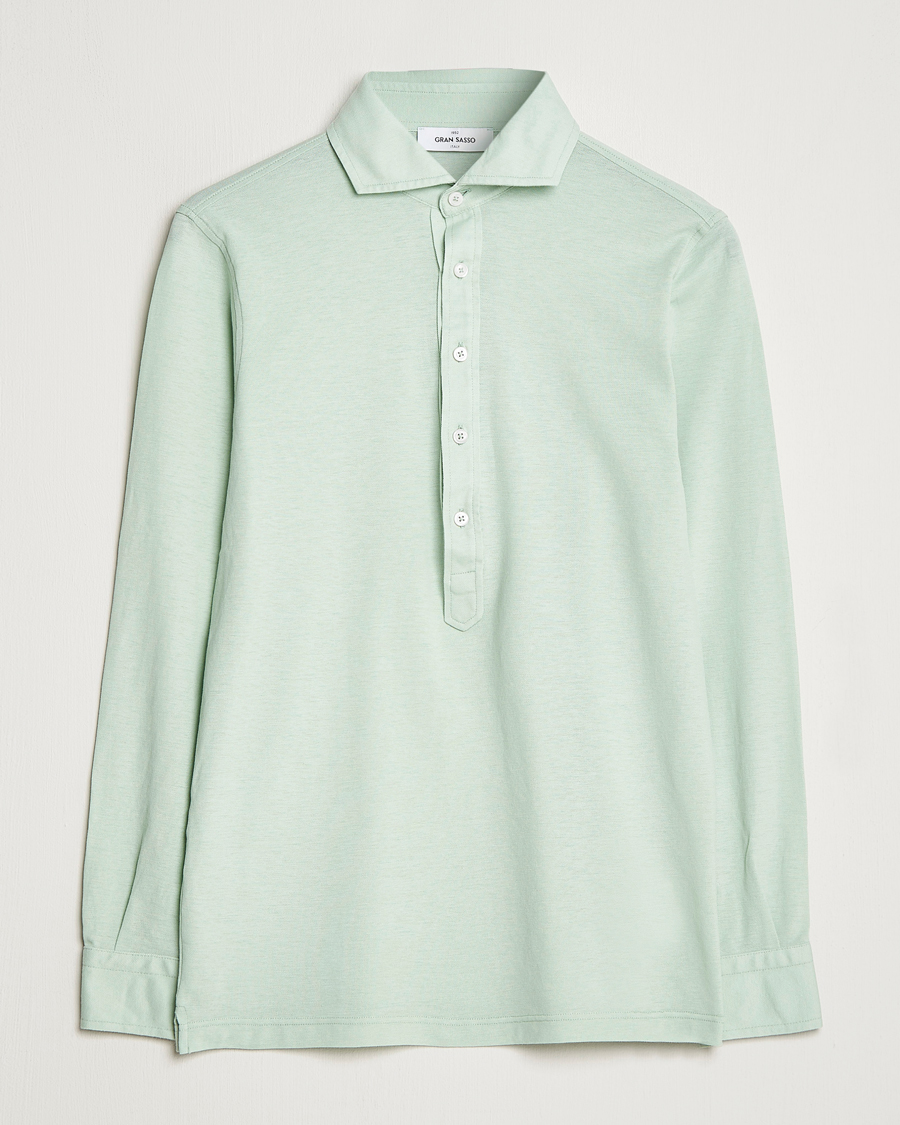 Mies | Kauluspaidat | Gran Sasso | Popover Shirt Light Green