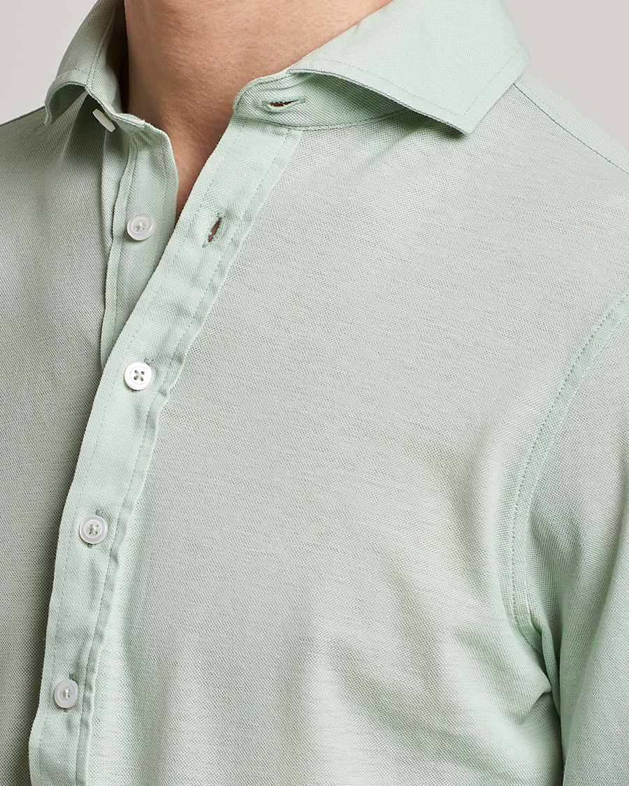 Mies | Kauluspaidat | Gran Sasso | Popover Shirt Light Green