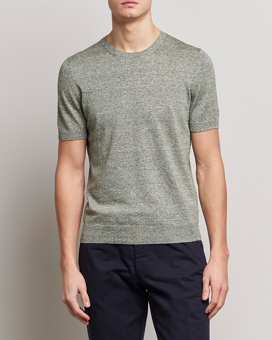 Mies |  | Gran Sasso | Cotton/Linen Knitted Tee Green