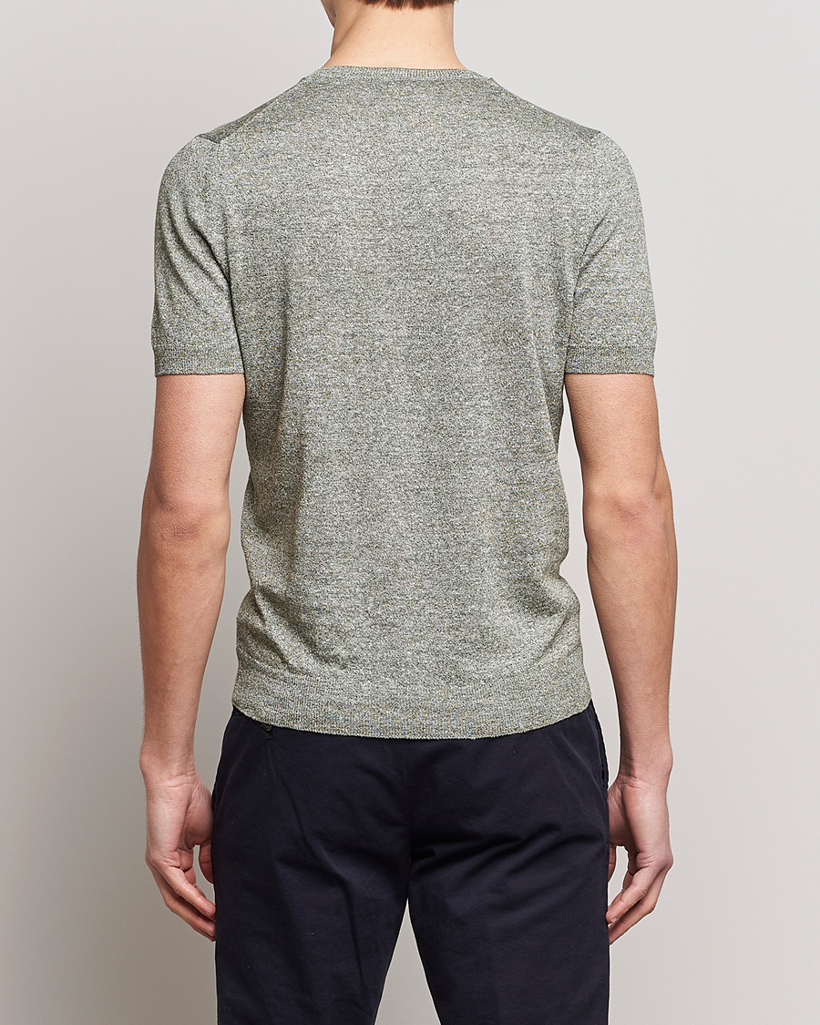 Mies | T-paidat | Gran Sasso | Cotton/Linen Knitted Tee Green