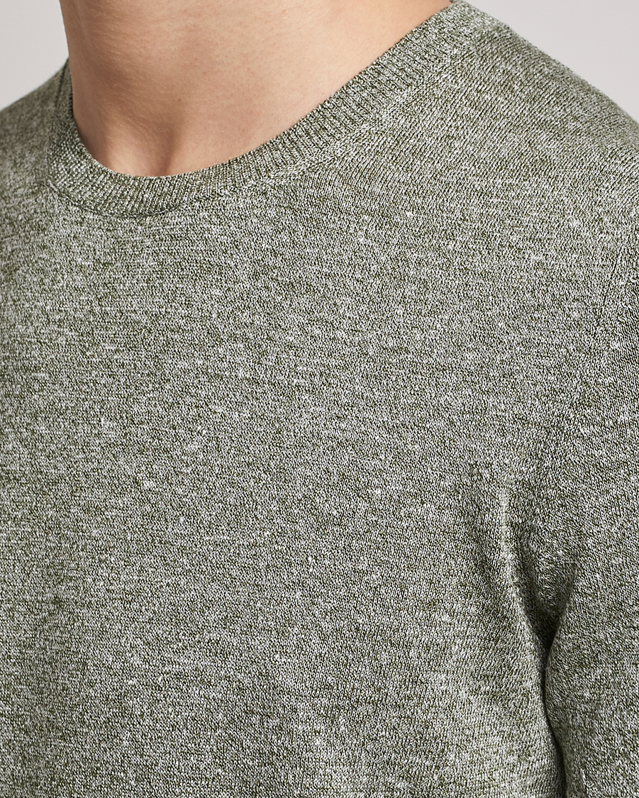 Mies | T-paidat | Gran Sasso | Cotton/Linen Knitted Tee Green
