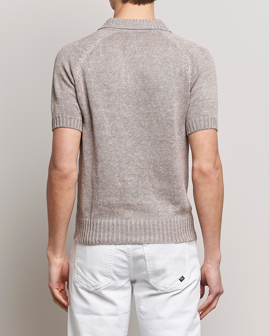 Mies | Pikeet | Gran Sasso | Cotton/Linen Knitted Polo Beige