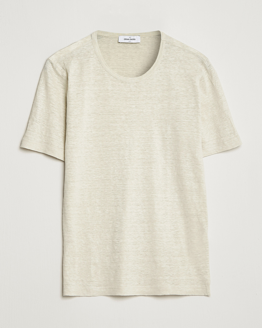 Mies | T-paidat | Gran Sasso | Washed Linen Tee Beige