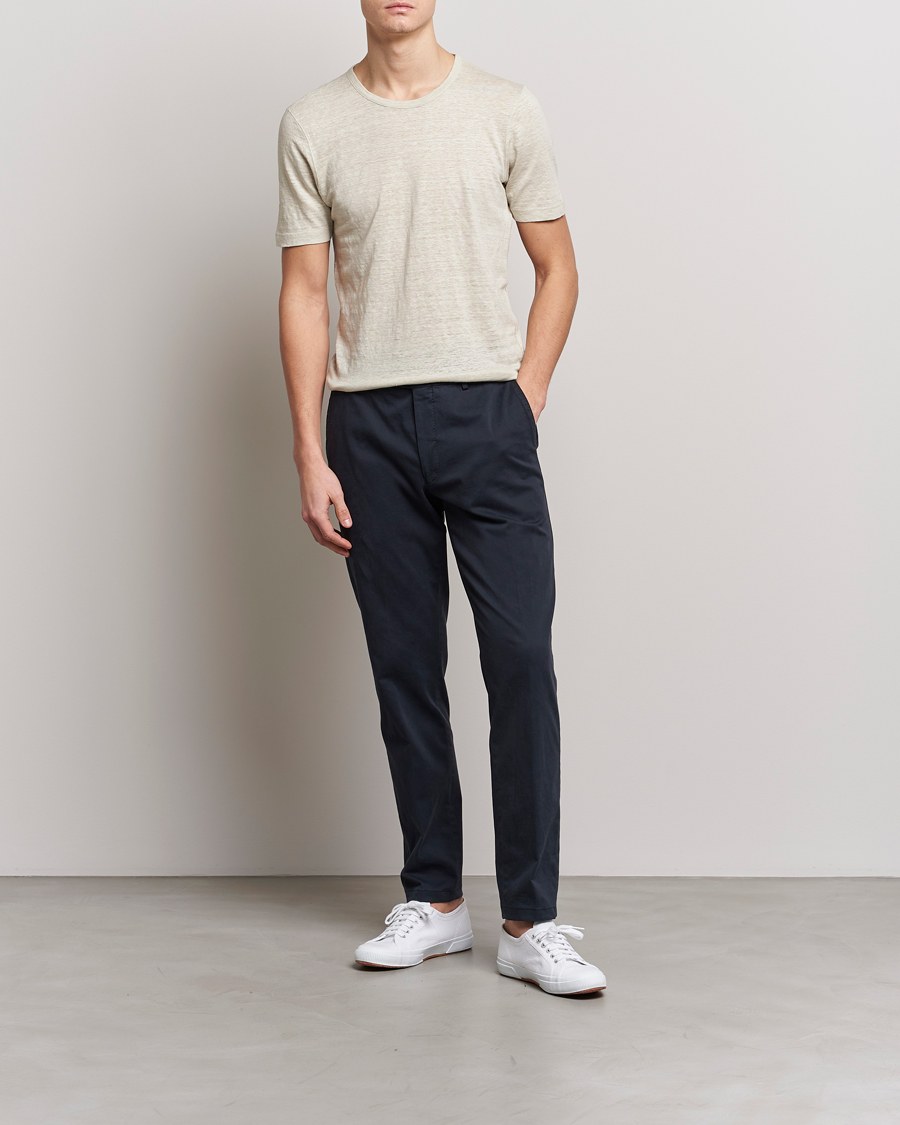 Mies | T-paidat | Gran Sasso | Washed Linen Tee Beige