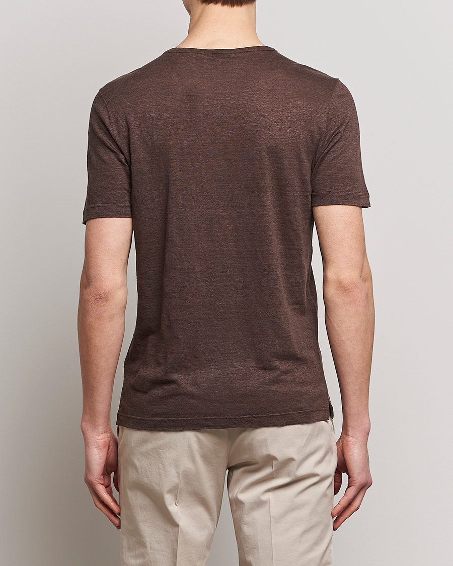 Mies | T-paidat | Gran Sasso | Washed Linen Tee Dark Brown