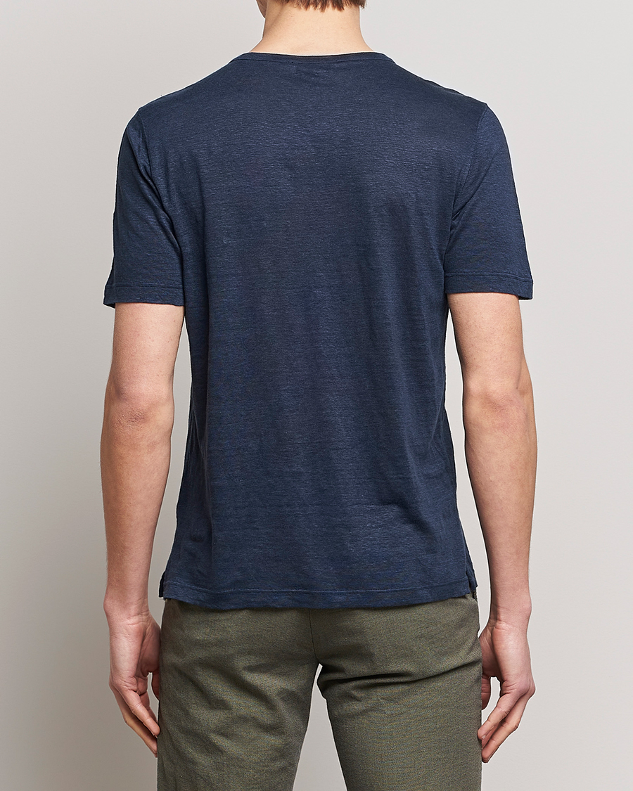 Mies | T-paidat | Gran Sasso | Washed Linen Tee Navy