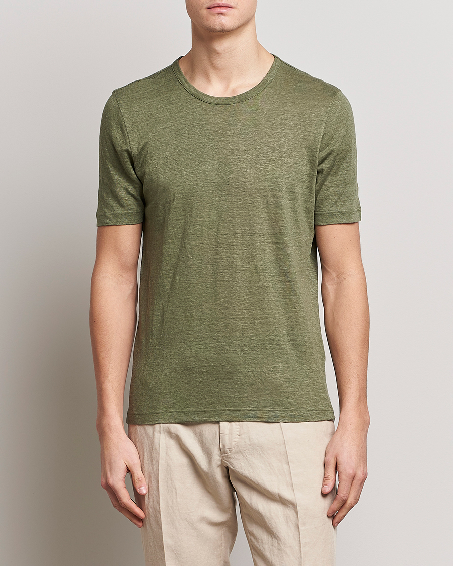 Mies |  | Gran Sasso | Washed Linen Tee Olive