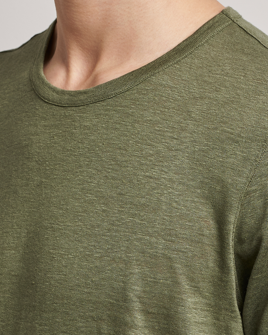 Mies | T-paidat | Gran Sasso | Washed Linen Tee Olive