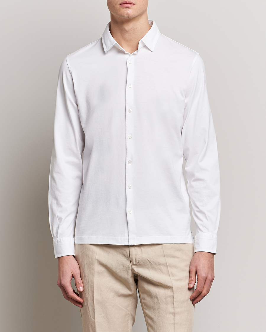 Mies | Pikee-paidat | Gran Sasso | Washed Cotton Jersey Shirt White