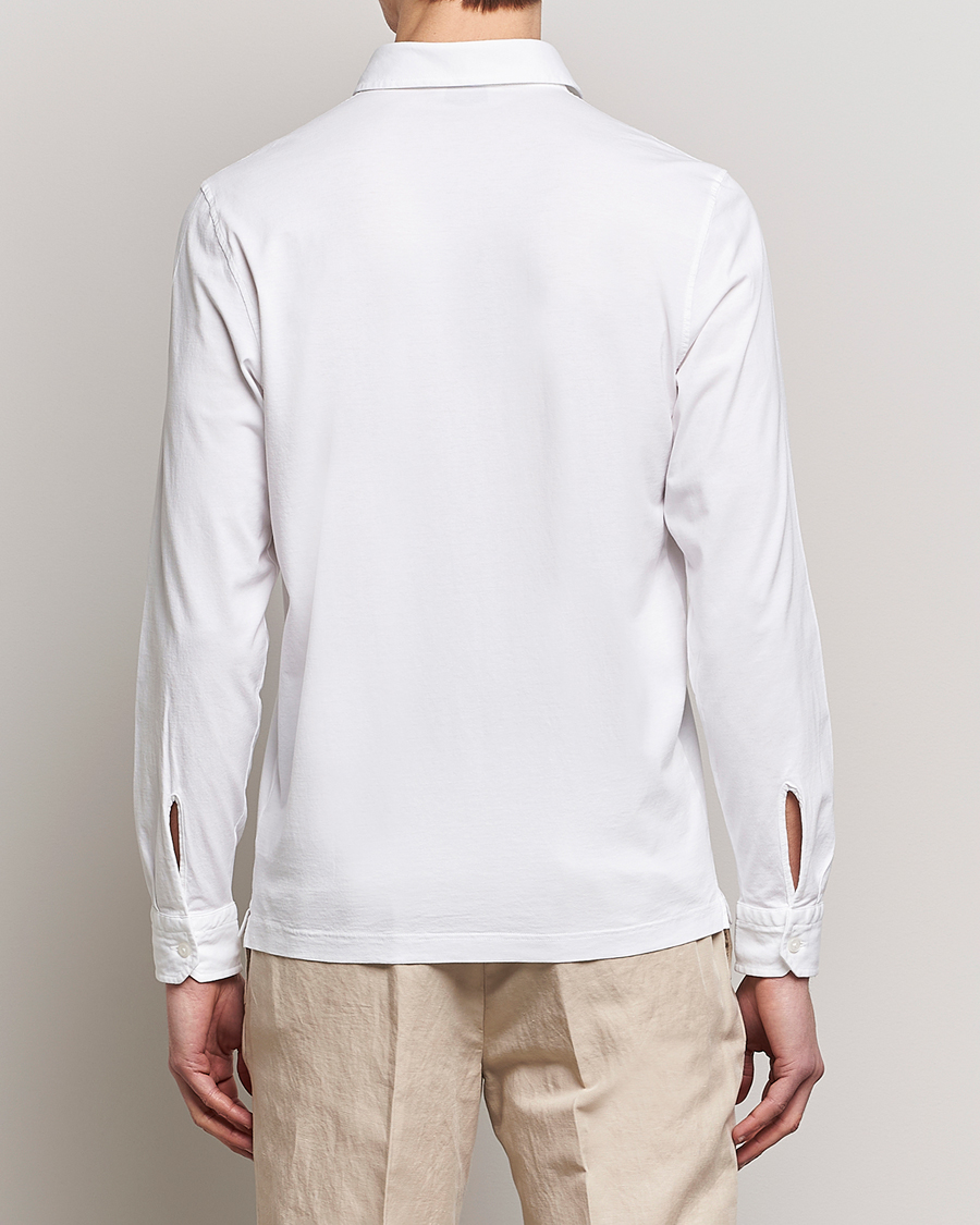 Mies | Kauluspaidat | Gran Sasso | Washed Cotton Jersey Shirt White