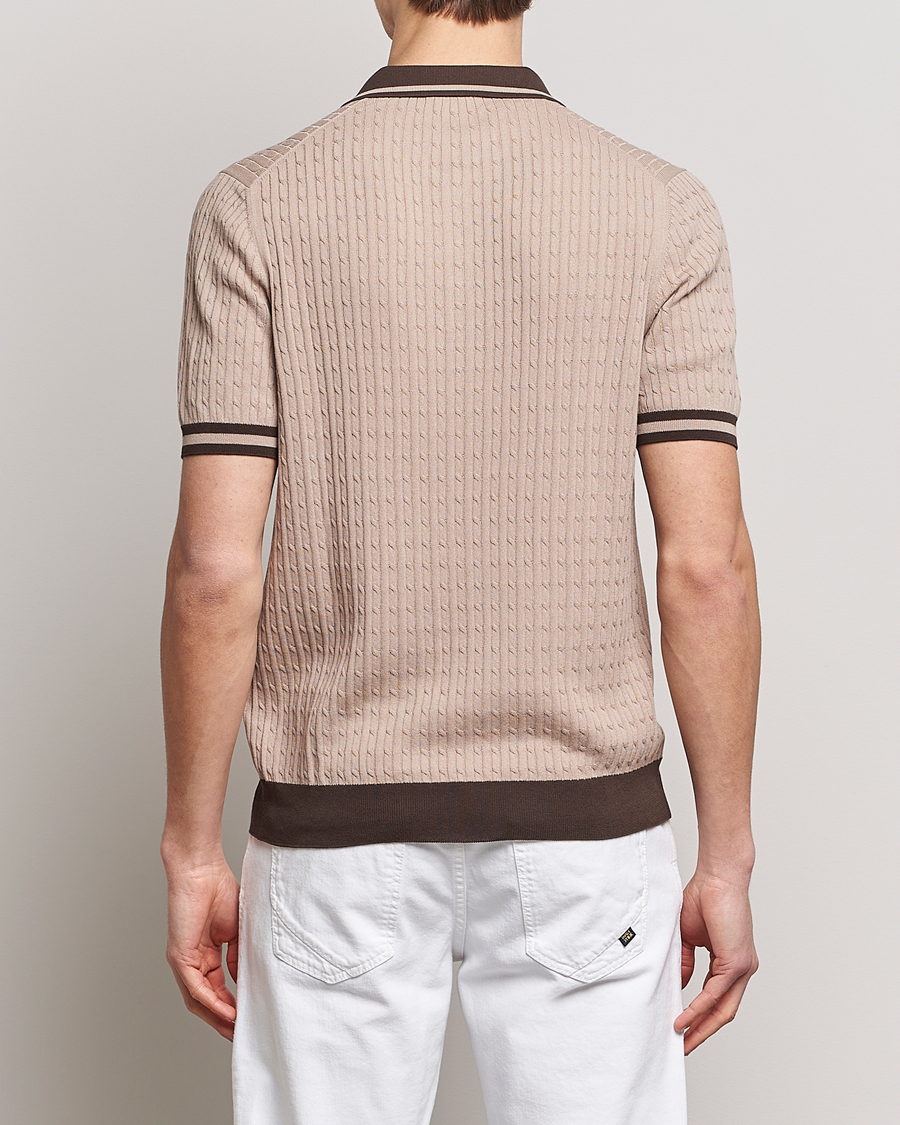 Mies | Pikeet | Gran Sasso | Cable Knitted Contrast Polo Beige
