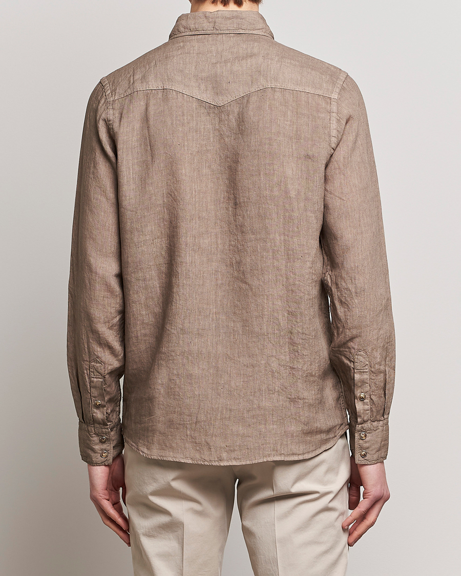 Mies | Kauluspaidat | Gran Sasso | Casual Pocket Linen Shirt Medium Brown