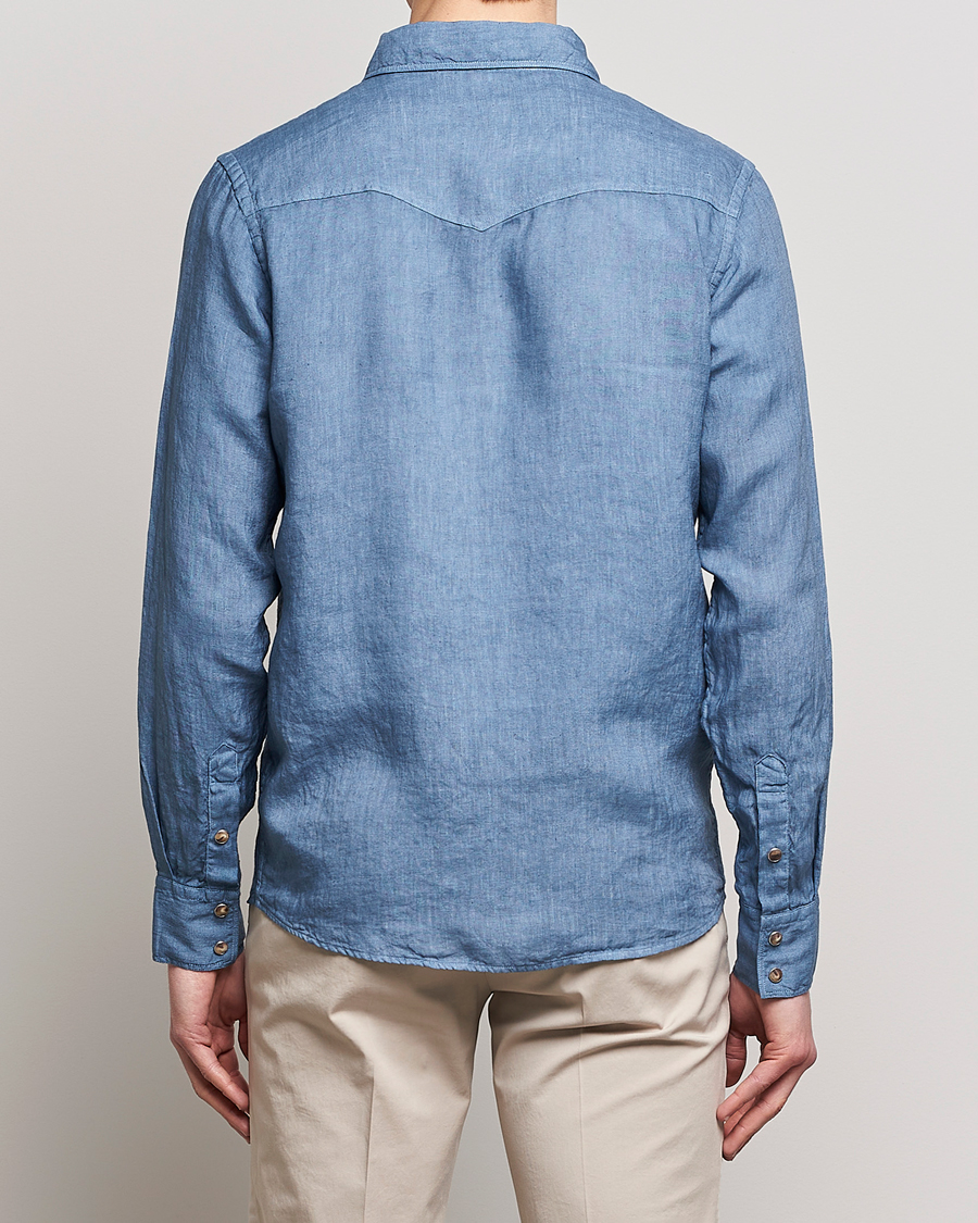 Mies | Kauluspaidat | Gran Sasso | Casual Pocket Linen Shirt Blue