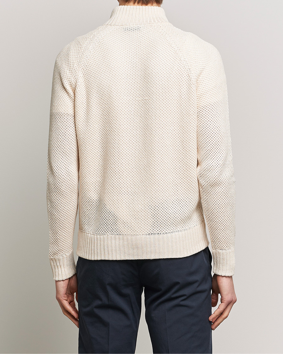Mies | Puserot | Gran Sasso | Structured Cotton/Linen Full Zip Cream
