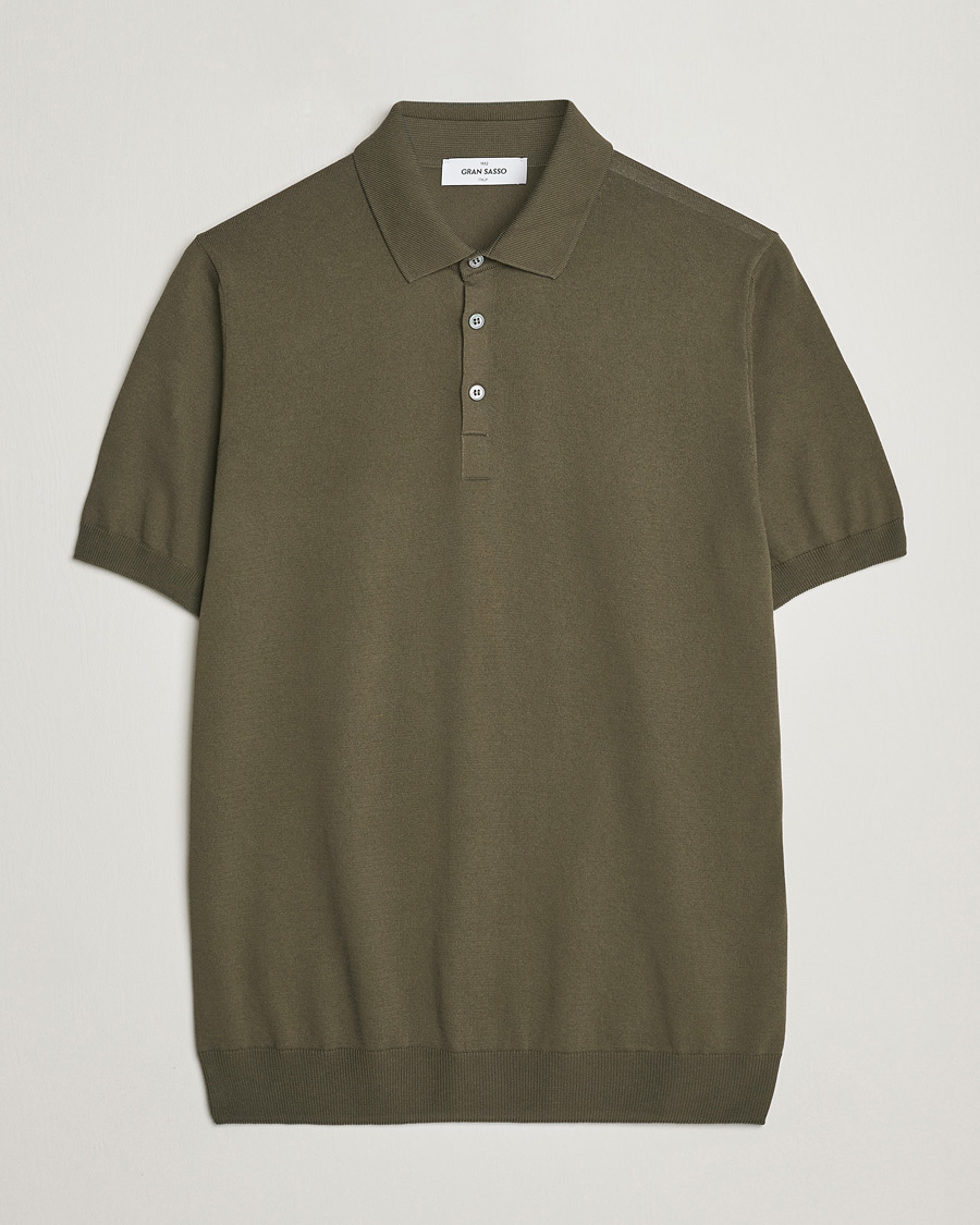 Mies | Pikeet | Gran Sasso | Cotton Knitted Polo Dark Olive