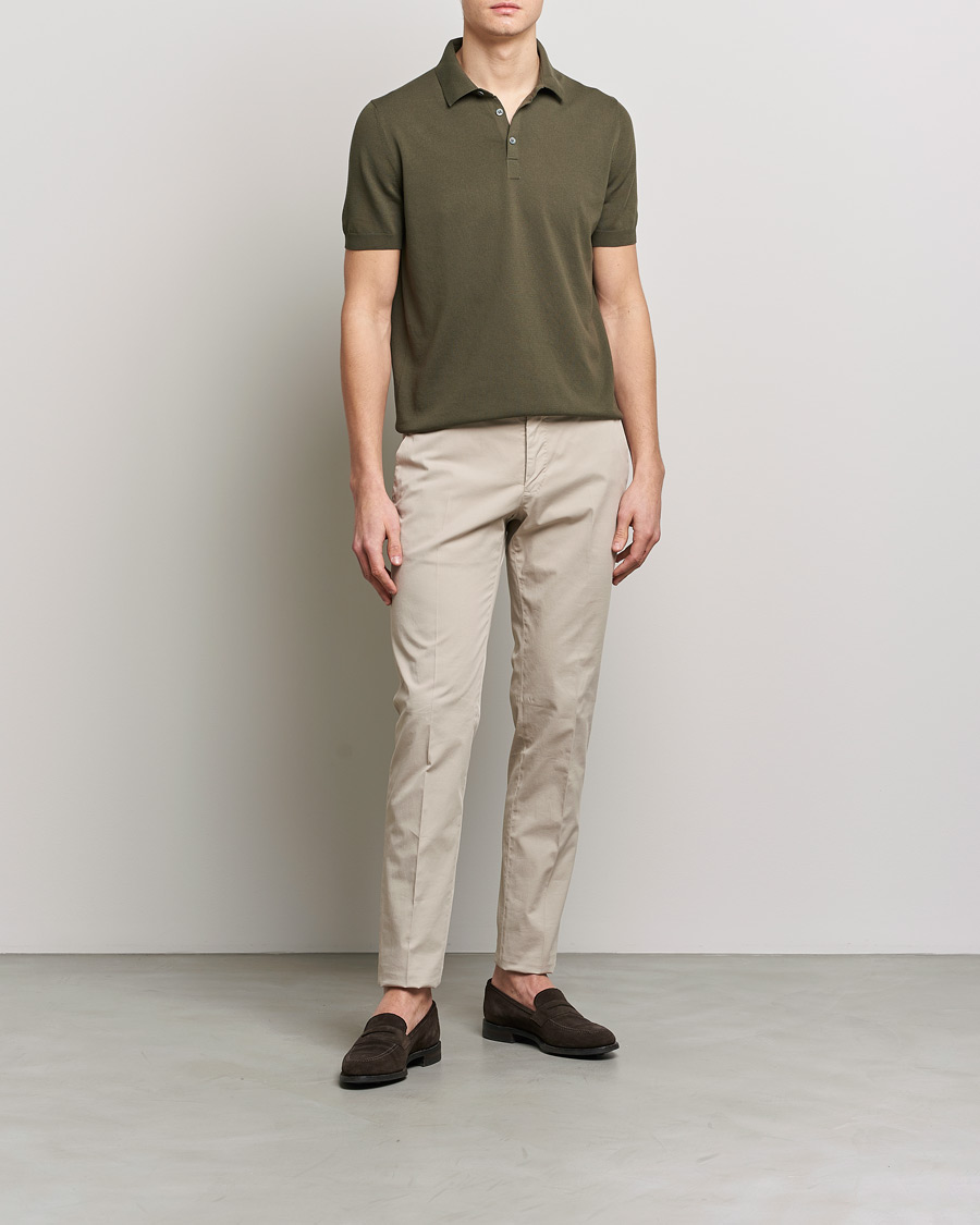 Mies | Pikeet | Gran Sasso | Cotton Knitted Polo Dark Olive