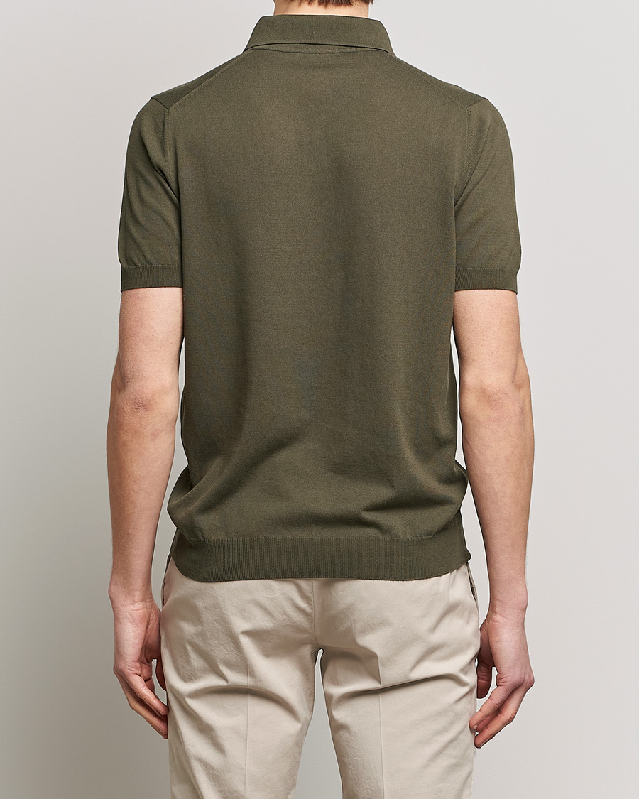Mies | Pikeet | Gran Sasso | Cotton Knitted Polo Dark Olive