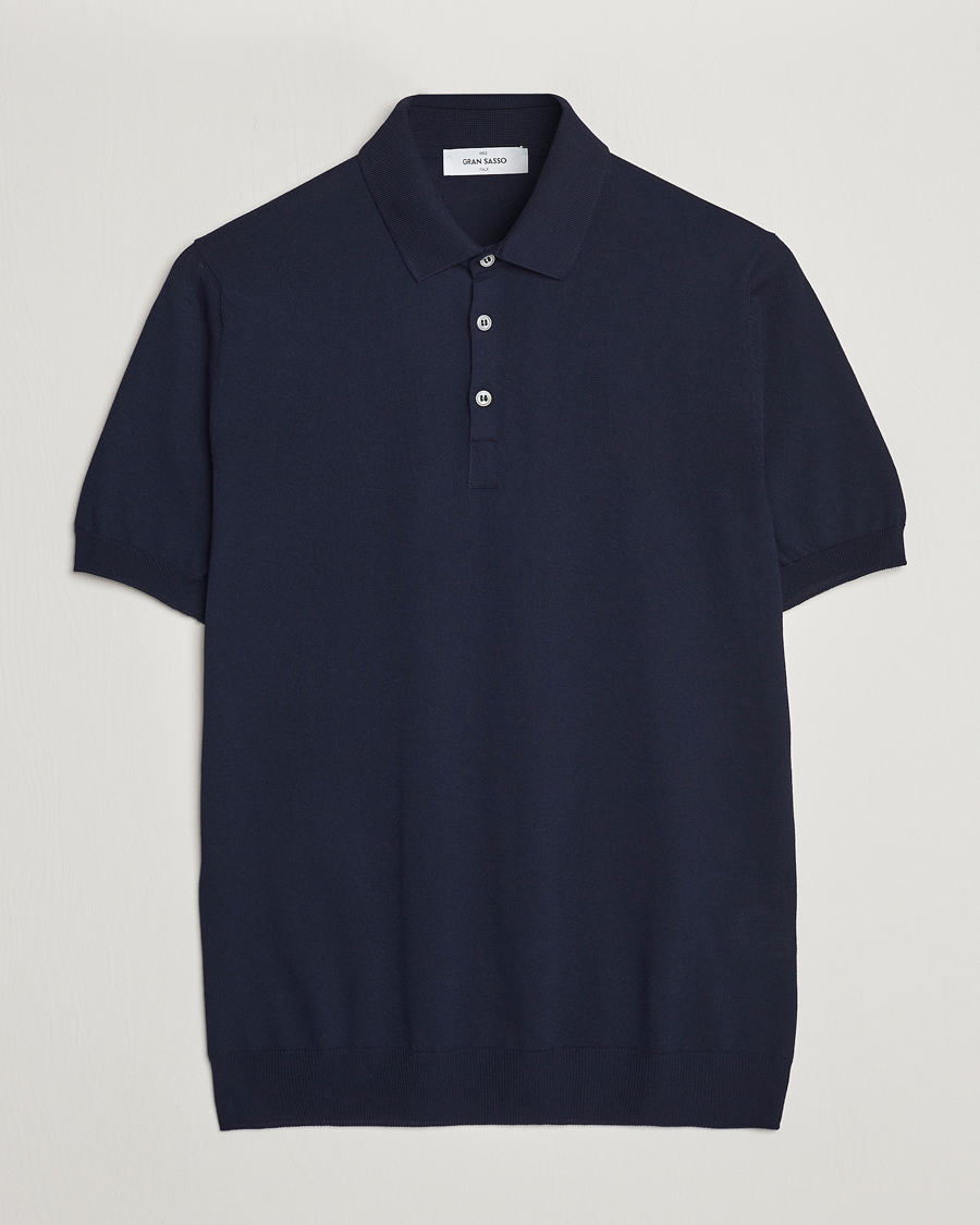 Mies | Pikeet | Gran Sasso | Cotton Knitted Polo Navy