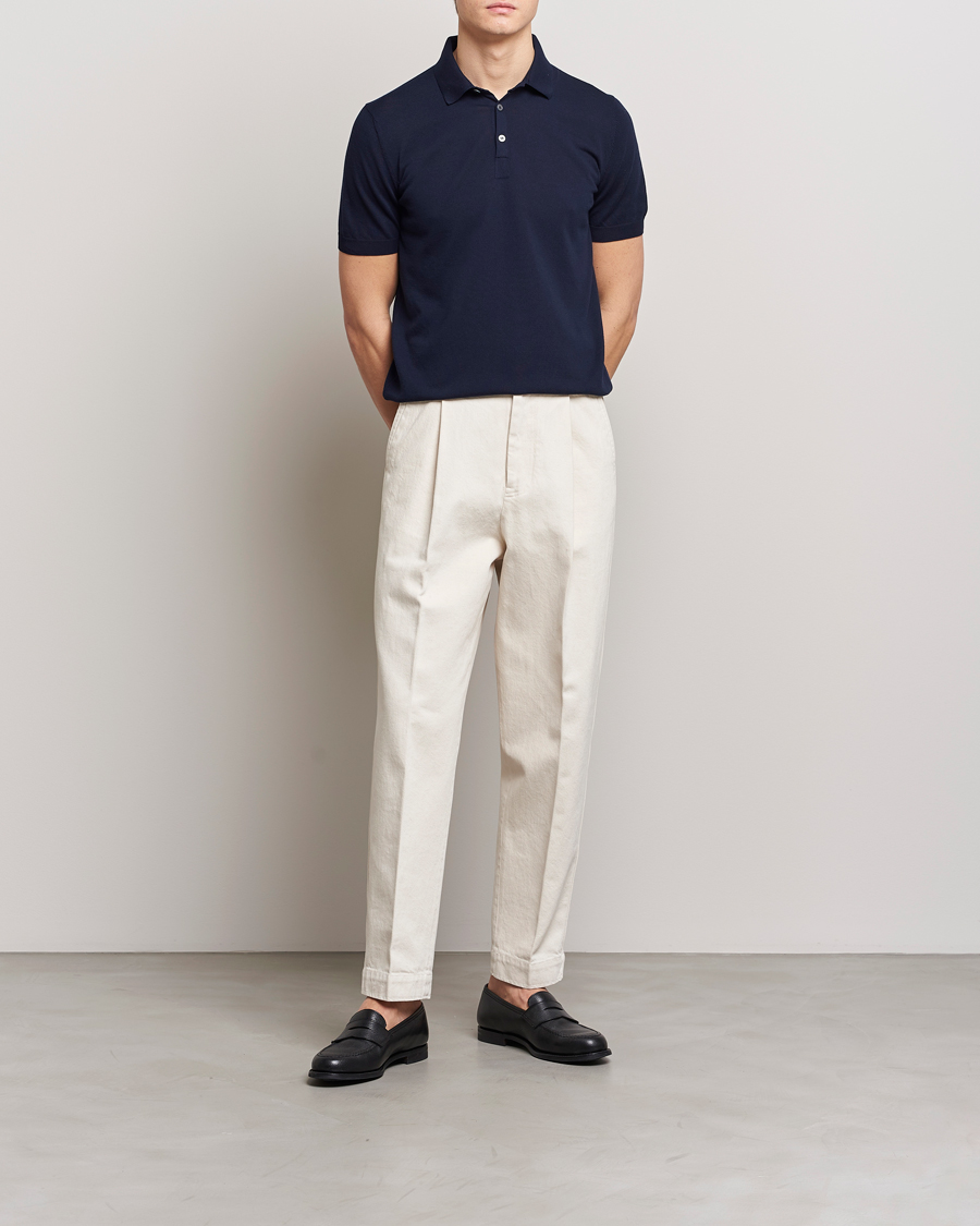 Mies | Pikeet | Gran Sasso | Cotton Knitted Polo Navy