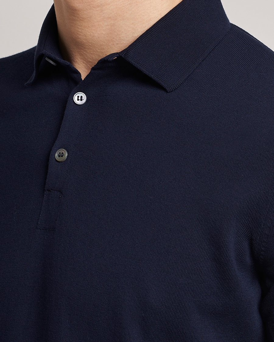 Mies | Pikeet | Gran Sasso | Cotton Knitted Polo Navy