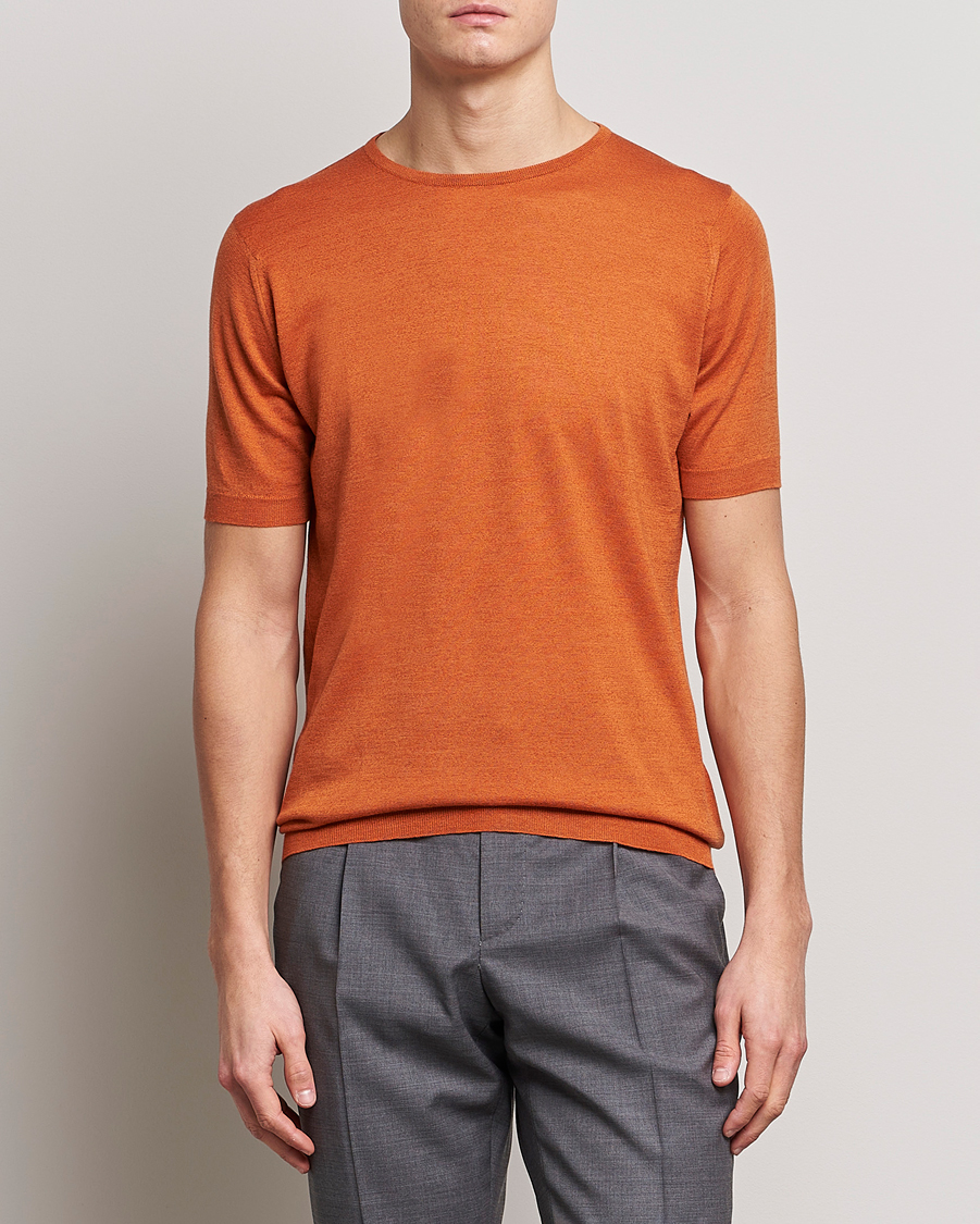 Mies |  | John Smedley | Belden Wool/Cotton T-Shirt Amber