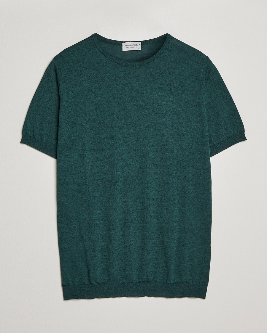 Mies | T-paidat | John Smedley | Belden Wool/Cotton T-Shirt Bottle Green