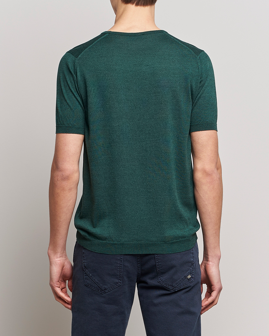 Mies | T-paidat | John Smedley | Belden Wool/Cotton T-Shirt Bottle Green