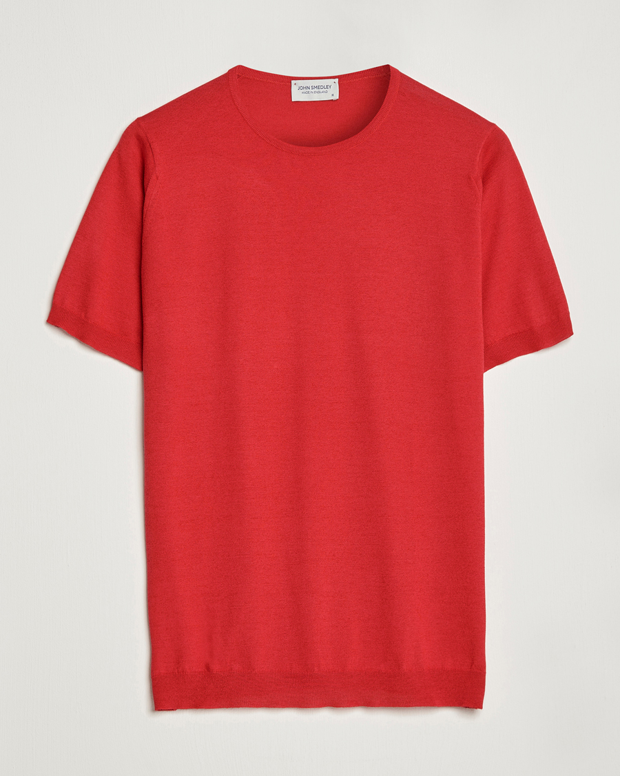 Mies | T-paidat | John Smedley | Belden Wool/Cotton T-Shirt Ruby