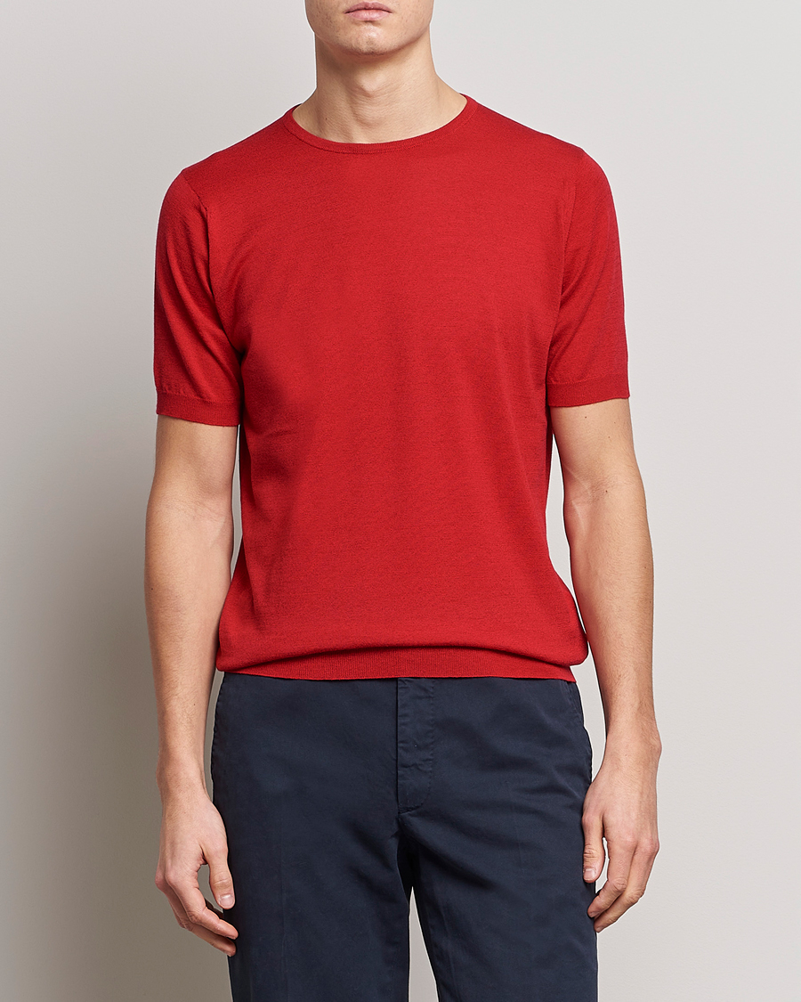 Mies | John Smedley | John Smedley | Belden Wool/Cotton T-Shirt Ruby