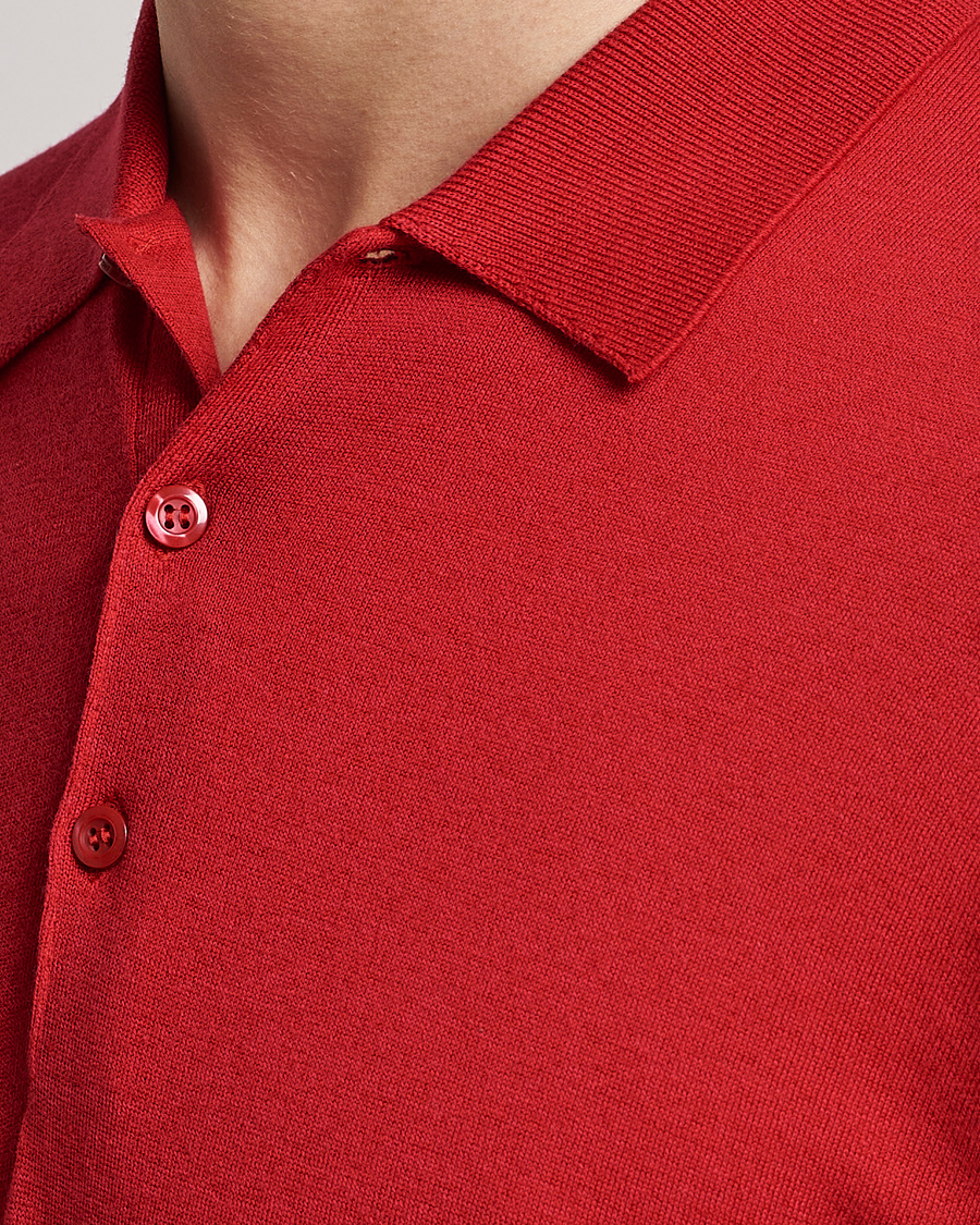 Mies | Puserot | John Smedley | Belper Wool/Cotton Polo Pullover Ruby
