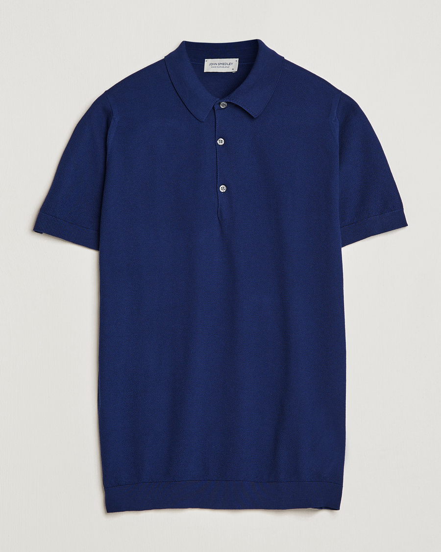 Mies | Pikeet | John Smedley | Roth Structured Pique Marine Blue