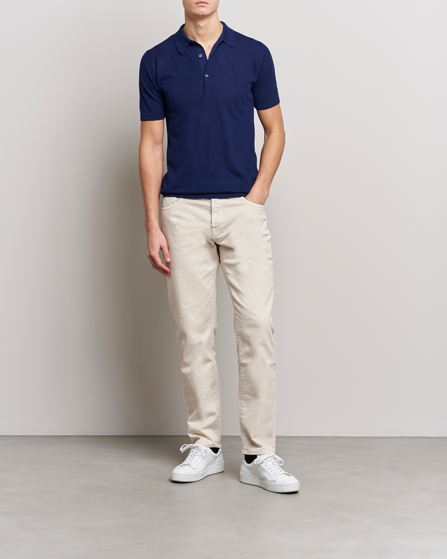 Mies | Pikeet | John Smedley | Roth Structured Pique Marine Blue