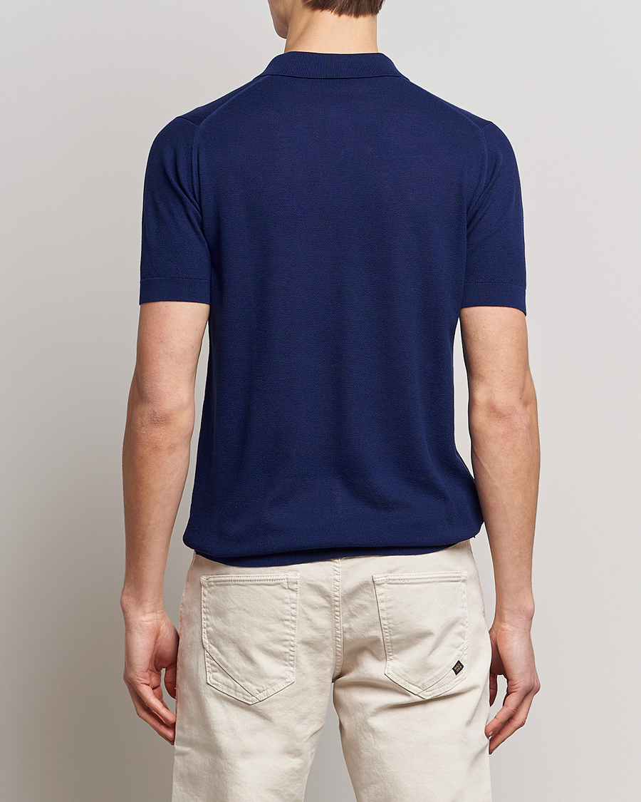 Mies | Pikeet | John Smedley | Roth Structured Pique Marine Blue