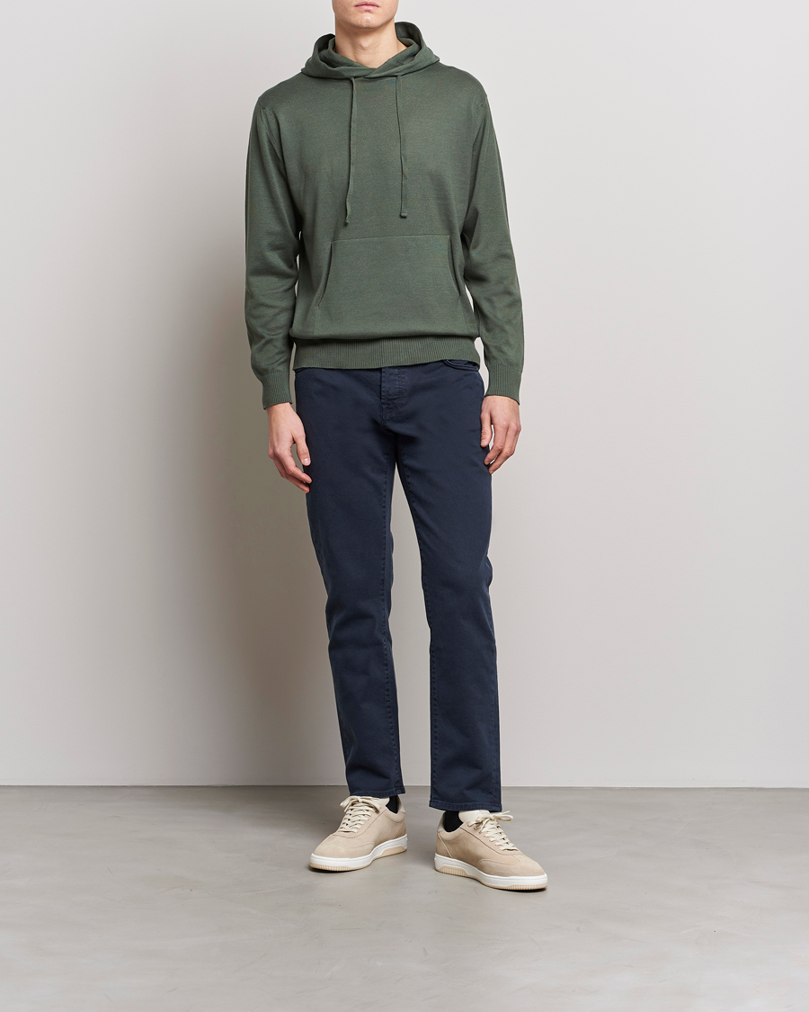 Mies | Puserot | John Smedley | Sundown Sea Island Hoodie Palm Green
