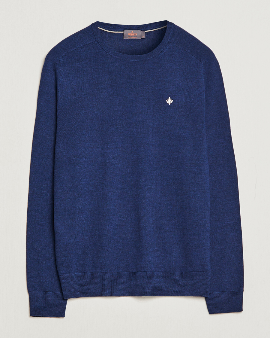 Mies | Puserot | Morris | Merino Crew Neck Pullover Blue