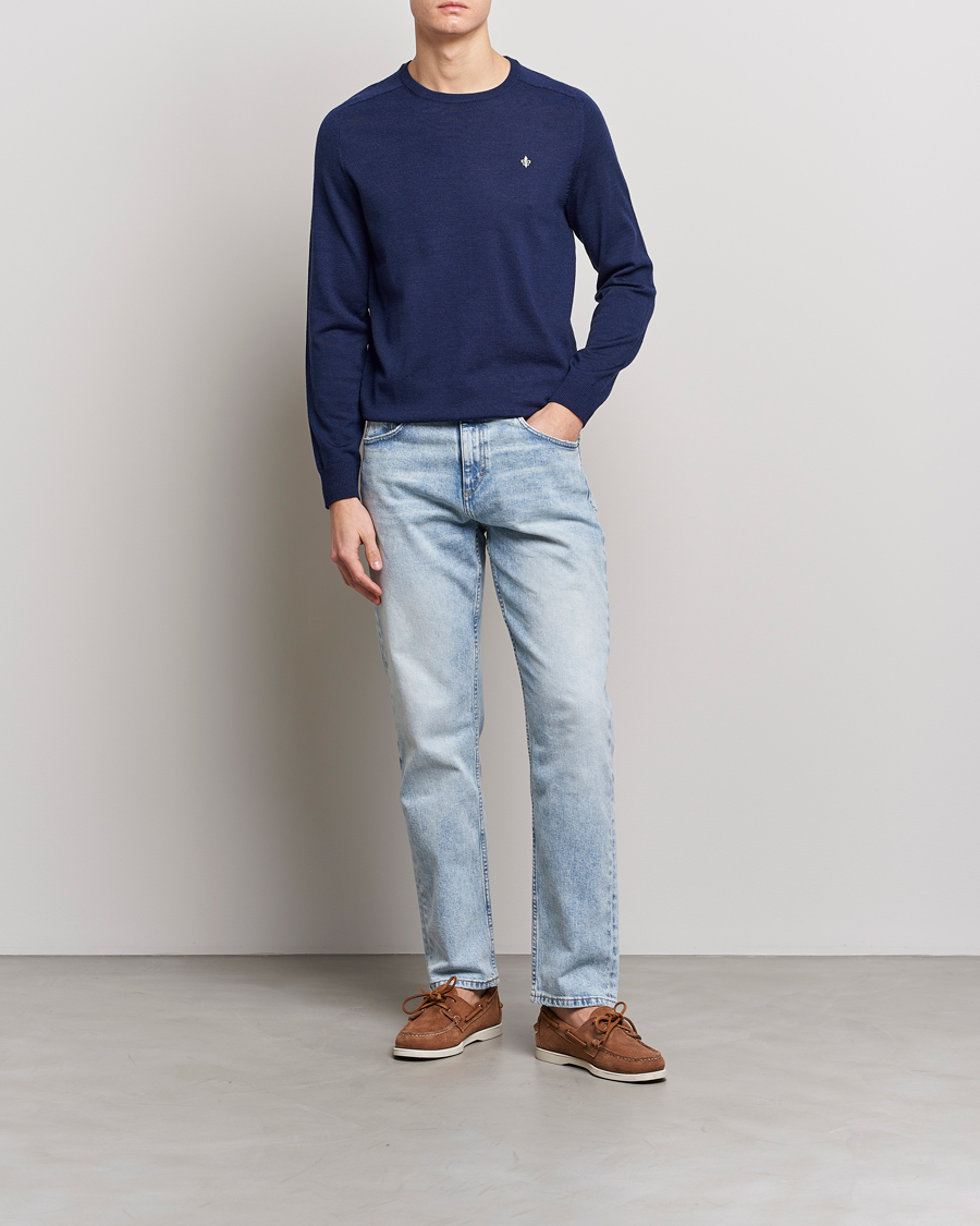 Mies | Puserot | Morris | Merino Crew Neck Pullover Blue