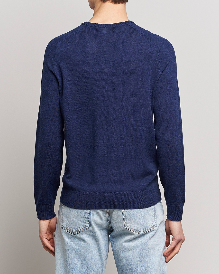 Mies | Puserot | Morris | Merino Crew Neck Pullover Blue