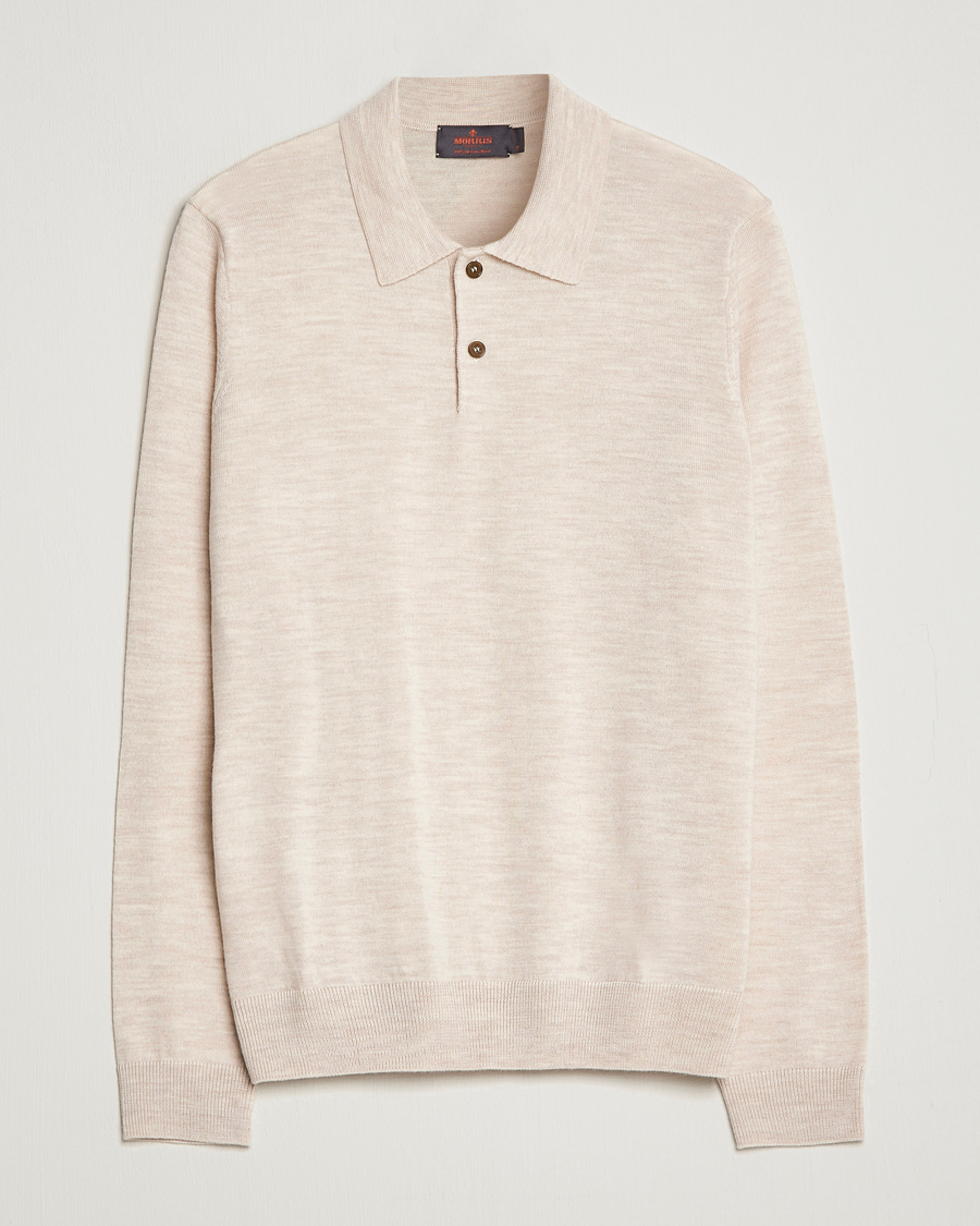 Mies | Puserot | Morris | Merino Knitted Polo Beige