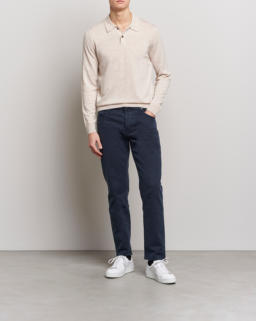 Mies | Puserot | Morris | Merino Knitted Polo Beige