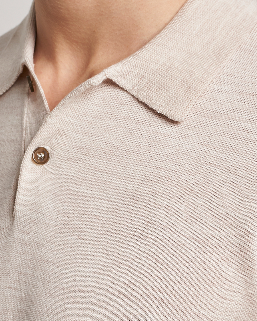 Mies | Puserot | Morris | Merino Knitted Polo Beige