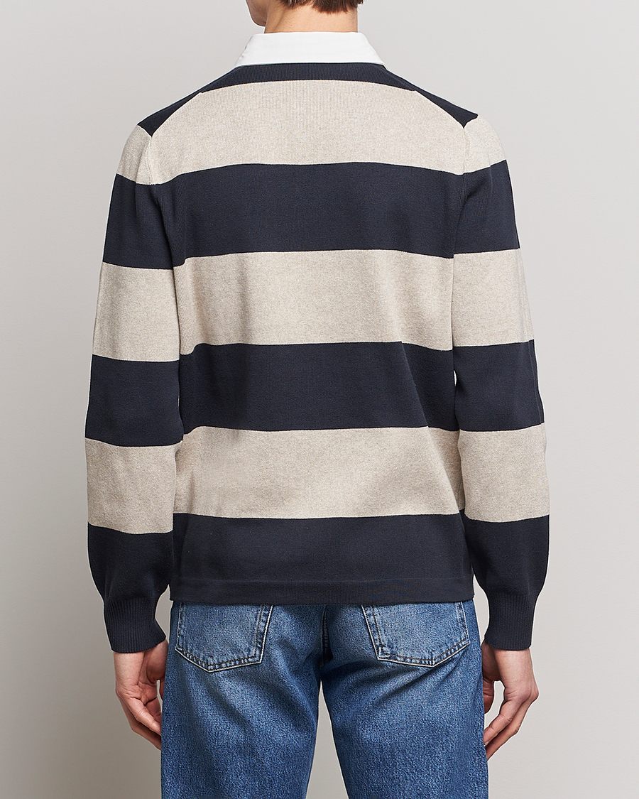 Mies | Puserot | Morris | George Knitted Striped Rugger Grey/Navy
