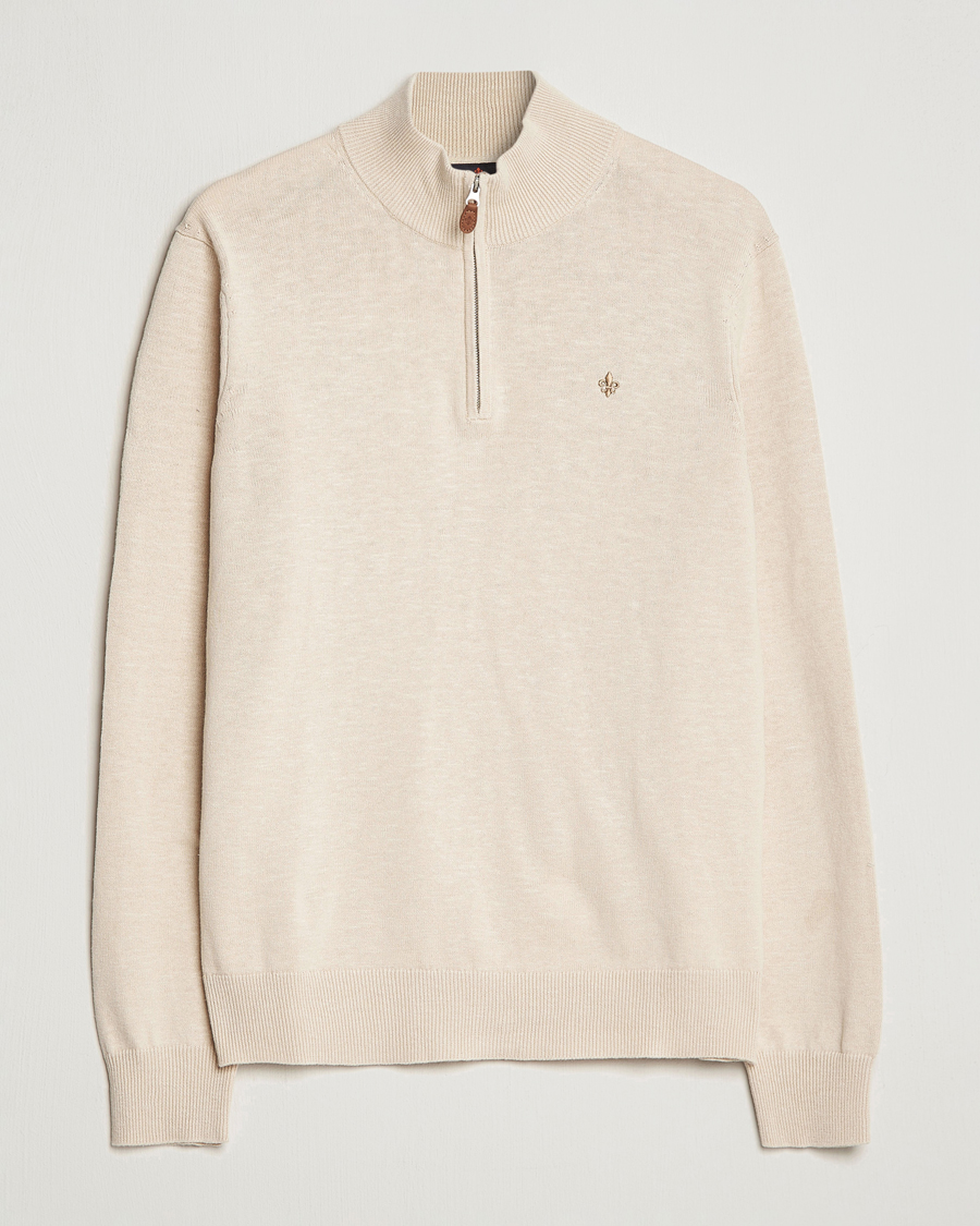 Mies | Puserot | Morris | Harold Cotton/Linen Summer Half Zip Ecru