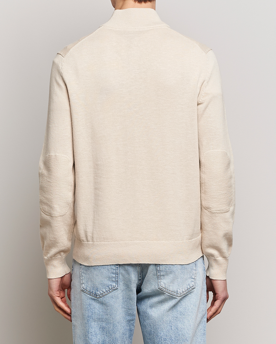 Mies | Puserot | Morris | Harold Cotton/Linen Summer Half Zip Ecru