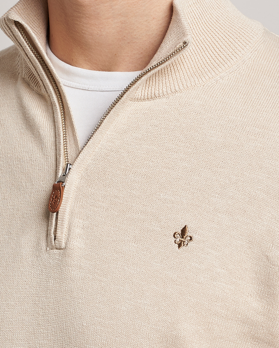 Mies | Puserot | Morris | Harold Cotton/Linen Summer Half Zip Ecru