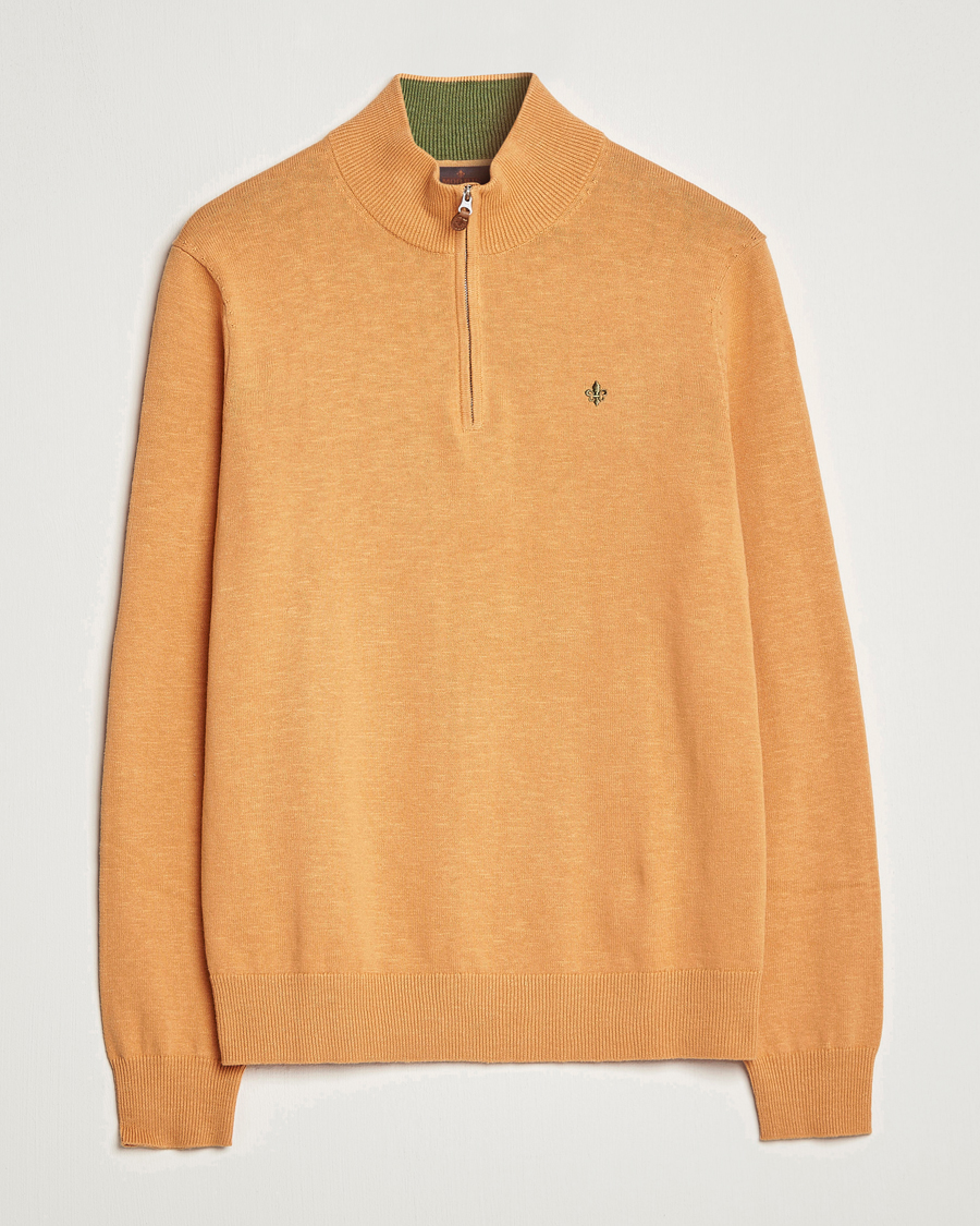 Mies | Puserot | Morris | Harold Cotton/Linen Summer Half Zip Orange