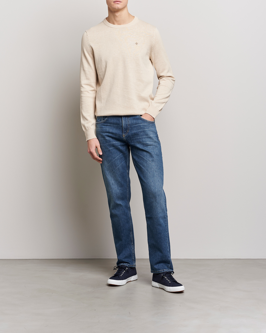 Mies | Puserot | Morris | Harold Cotton/Linen Summer Crew Neck Off White