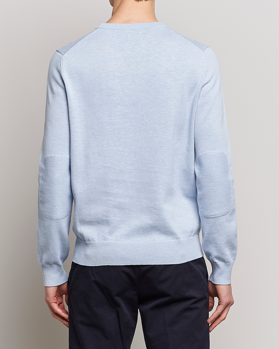 Mies | Puserot | Morris | Harold Cotton/Linen Summer Crew Neck Light Blue