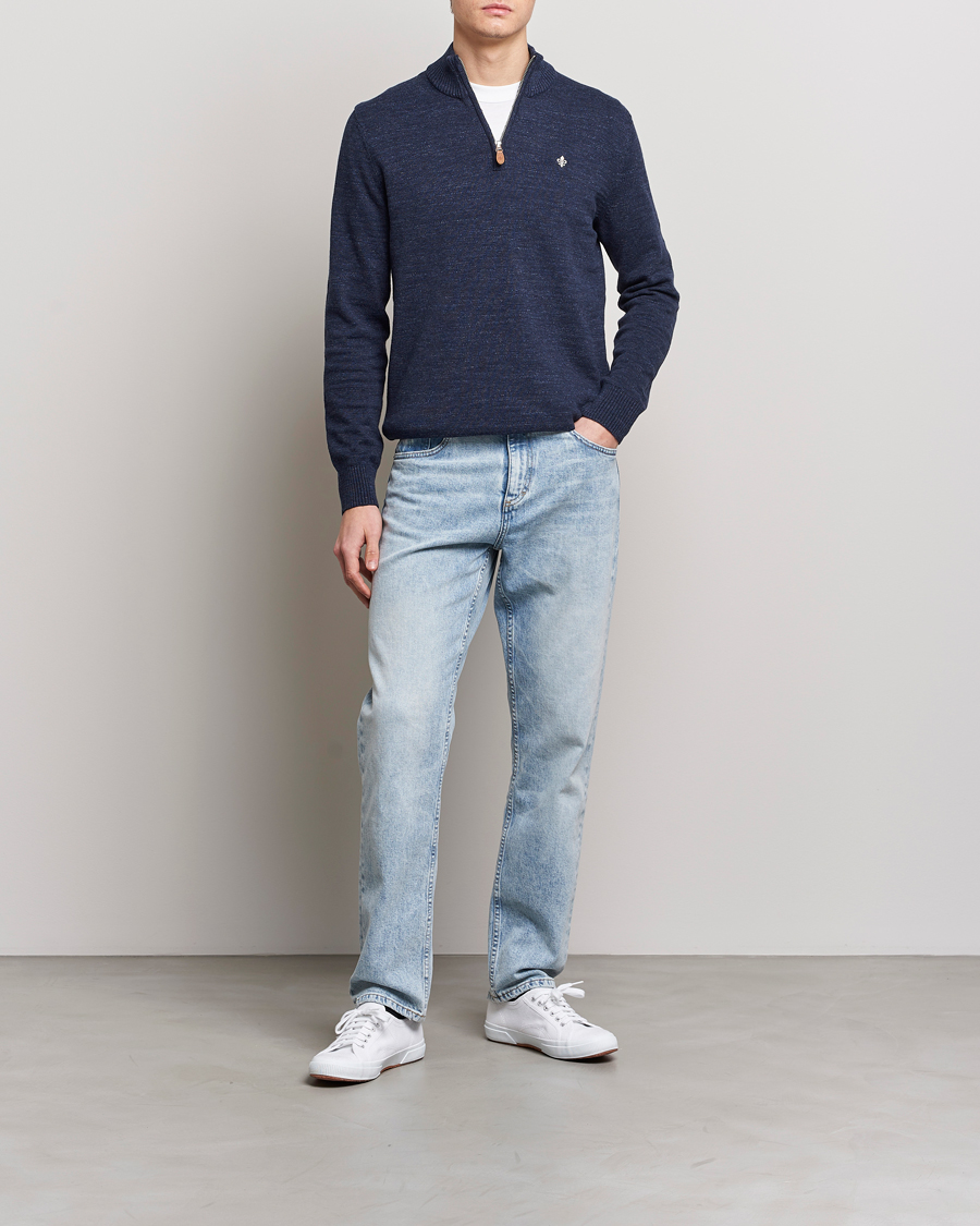 Mies | Puserot | Morris | Randall Cotton Half Zip Navy