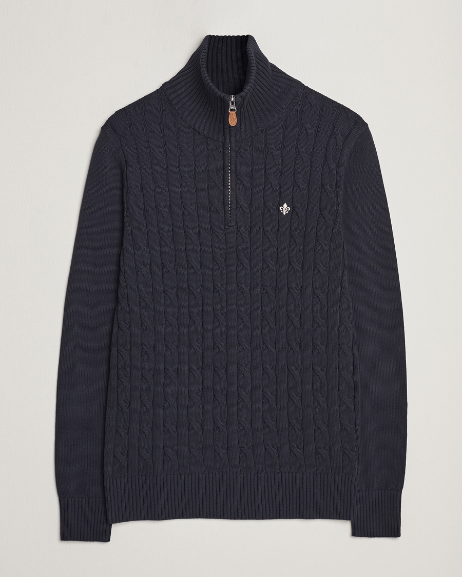 Mies | Puserot | Morris | Raymond Cable Half Zip Old Blue