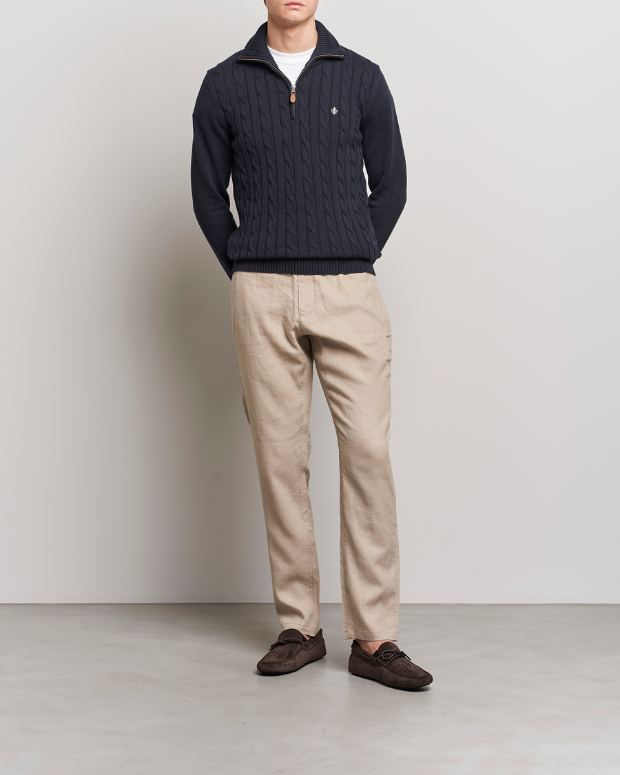 Mies | Puserot | Morris | Raymond Cable Half Zip Old Blue